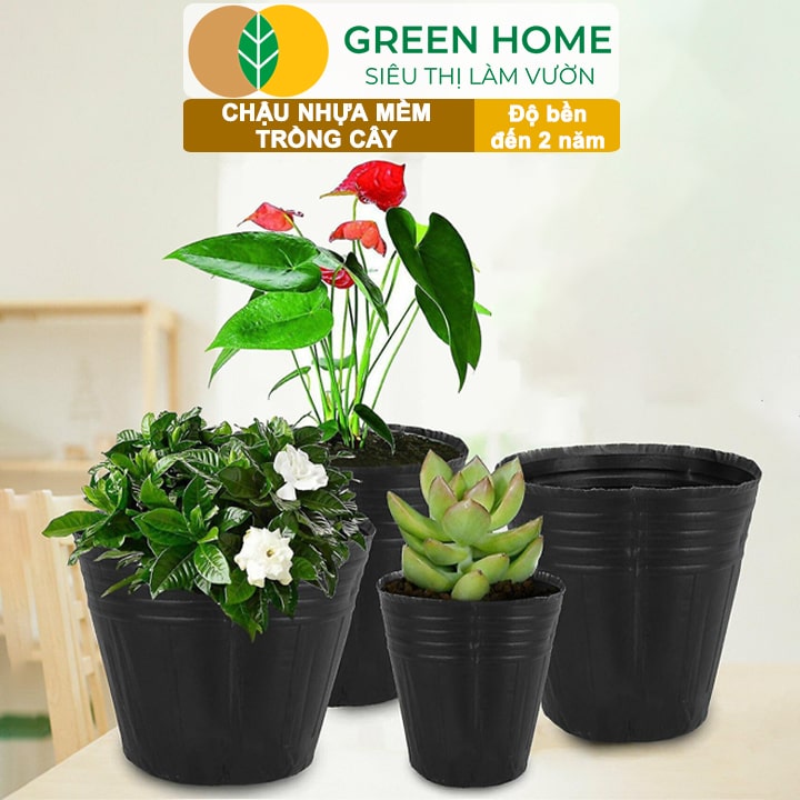 Chậu Trồng Cây Nhựa Mềm, Dẻo, Nhiều Kích Thước, Nhẹ, Trồng Cây, Bầu Ươm Cây Giống, Độ Bền Đến 2 Năm