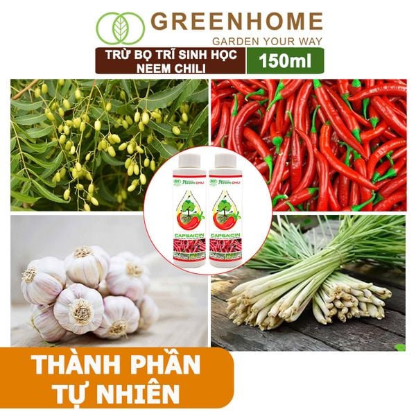 Dầu Neem Oil Sinh Học Neem Chill, 150ml, Kết Hợp Tinh Dầu Tỏi, Ớt, Trừ Bọ Trĩ, Nhện Đỏ, Rầy, Rệp Sáp Cho Cây Cảnh, Rau, Hoa Hồng
