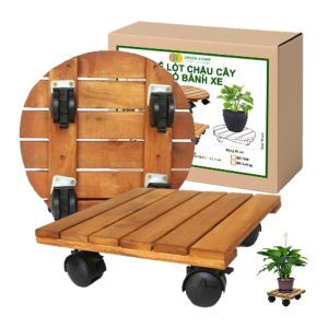 Đế Lót Chậu Cây Có Bánh Xe, R30xc8cm, Bằng Gỗ , Thân Thiện Môi Trường, Tiện Lợi, Di Chuyển Chậu Nặng Dễ Dàng