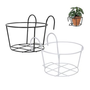 Giỏ Treo Hoa Ban Công, D22xC18cm, Chất Liệu Sắt Sơn Tĩnh Điện, Phù Hợp Với Mọi Lan Can, Dễ Treo, Móc