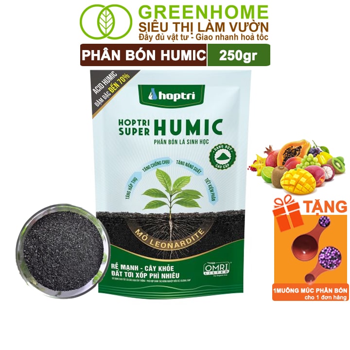 Phân Bón Humic, Hợp Trí, 250gr, Hữu Cơ Sinh Học, Giúp Ra Rễ Mạnh, Cải Tạo Đất, Tăng Năng Suất Cây Trồng
