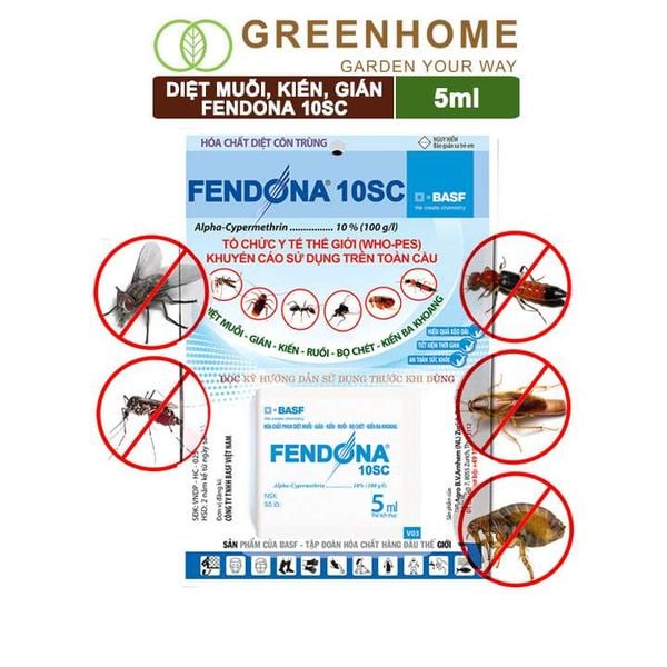 Thuốc diệt muỗi Fendona10SC, gói 5ml, hiệu quả, không mùi, diệt gián, ruồi,kiến ba khoang, côn trùng |Greenhome