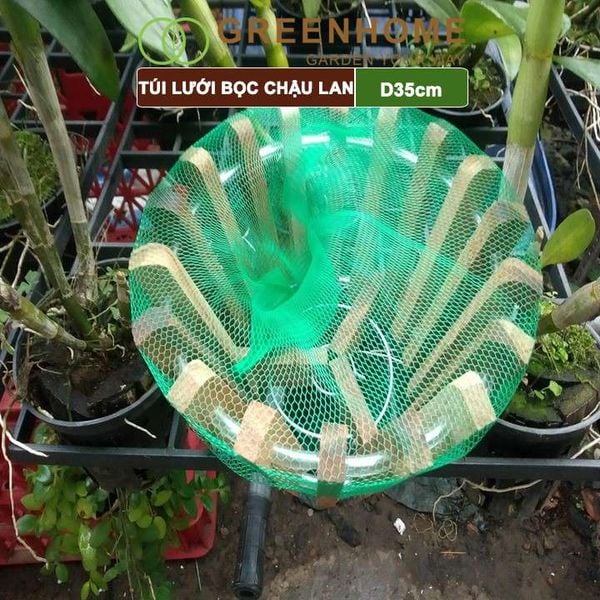 Túi lưới lót chậu trồng phong lan, D35cm, ngăn rơi vãi giá thể, phân bón, độ bền cao |Greenhome
