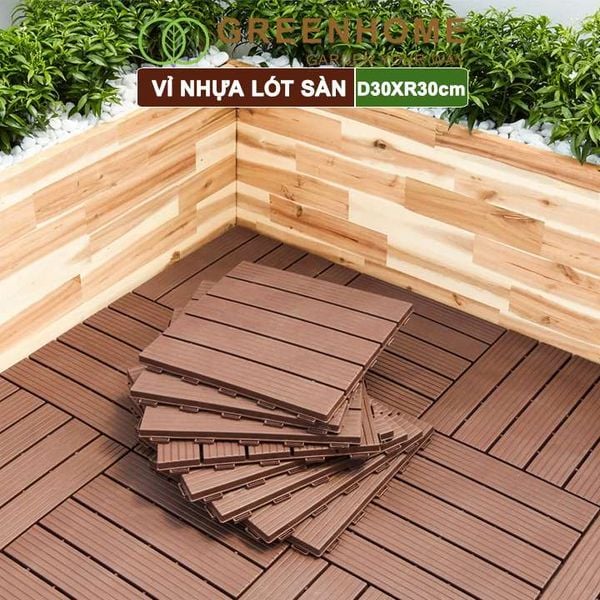 Vỉ nhựa lót sàn, D30xR30cm, 5 nan, hàng xuất khẩu, dễ lắp đặt, lót ban công, sân vườn, hồ bơi |Greenhome