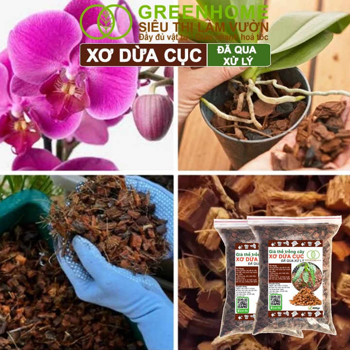 Xơ Dừa Cục, Bao 400gr, Giá Thể Đã Qua Xử Lý, Size 1-2cm, Viên Đều Đẹp, Sạch Khuẩn, Trồng Kiểng Lá, Lan