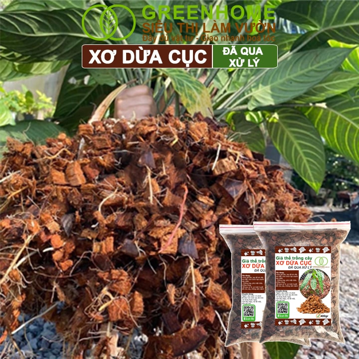 Xơ Dừa Cục, Bao 400gr, Giá Thể Đã Qua Xử Lý, Size 1-2cm, Viên Đều Đẹp, Sạch Khuẩn, Trồng Kiểng Lá, Lan