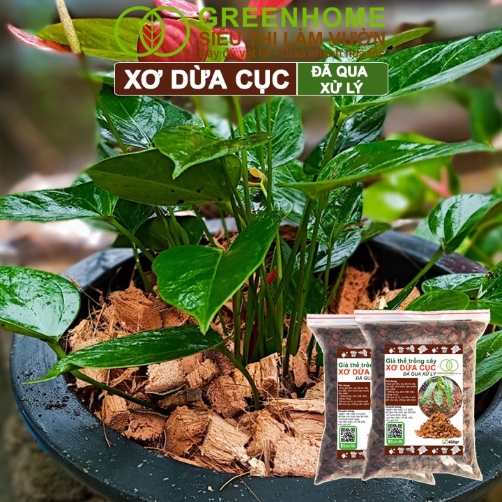 Xơ Dừa Cục, Bao 400gr, Giá Thể Đã Qua Xử Lý, Size 1-2cm, Viên Đều Đẹp, Sạch Khuẩn, Trồng Kiểng Lá, Lan