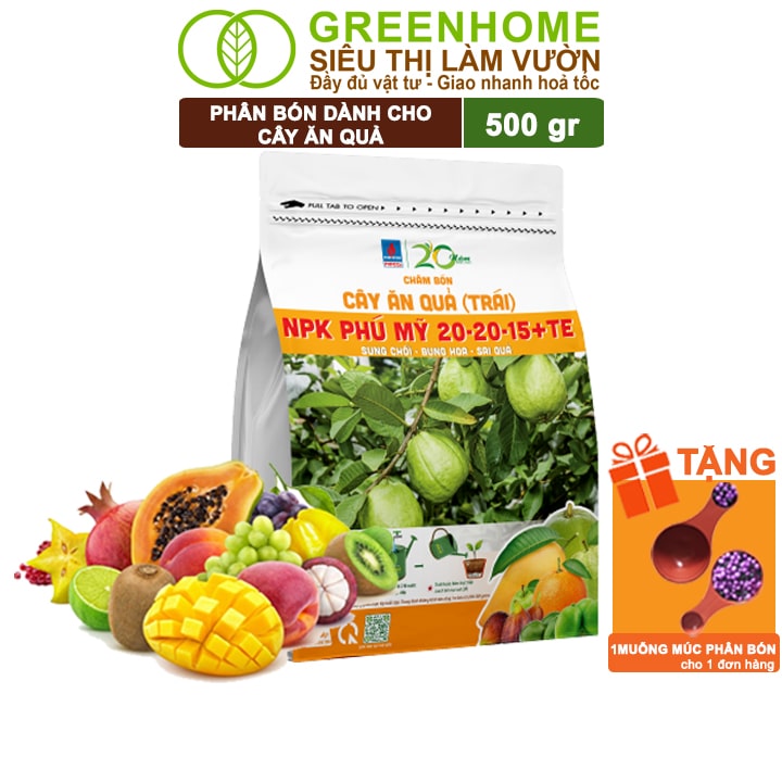 Phân Bón Cây Ăn Quả , NPK Phú Mỹ, Gói 500gr, Sung Chồi, Bung Hoa, Sai Quả, Năng Suất Cao, Hạn Chế Rụng Trái Non