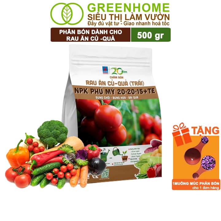Phân Bón Rau Củ Quả, NPK Phú Mỹ, Gói 500gr, Sung Chồi, Bung Hoa, Sai Quả, Năng Suất Cao, Hạn Chế Rụng Trái Non