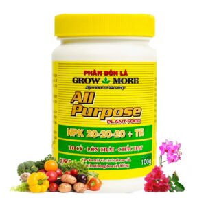 Phân Bón Lá Grow More NPK 20-20-20, Chai 100GR, To Củ, Lớn Trái, Chắc Hạt