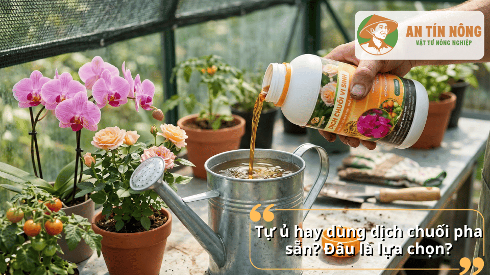 So sánh giữa dịch chuối tự ủ và dịch chuối pha sẵn cho người làm vườn lựa chọn phù hợp.