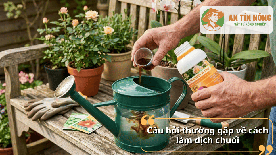 Giải đáp các câu hỏi thường gặp về cách làm và sử dụng dịch chuối vi sinh cho cây trồng.