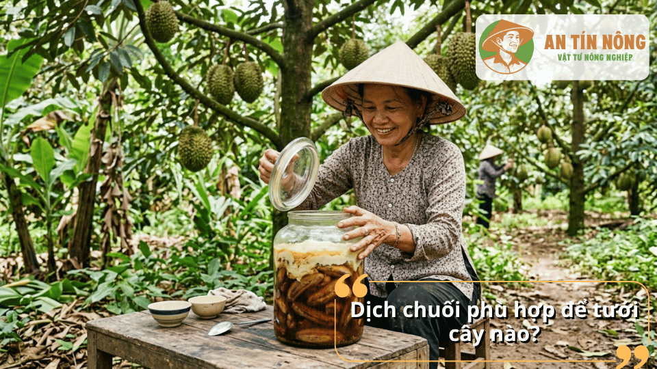 Dịch chuối vi sinh phù hợp sử dụng cho cây ăn trái như sầu riêng và nhiều loại cây trồng khác.