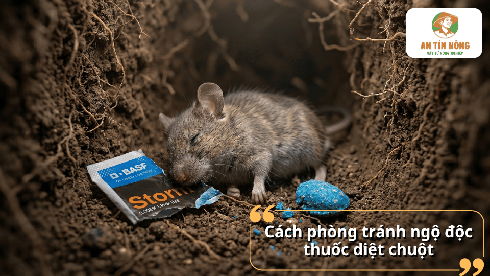 Hướng dẫn phòng tránh ngộ độc thuốc diệt chuột bằng cách đặt mồi đúng vị trí, bảo quản an toàn và xử lý chuột chết đúng quy định.