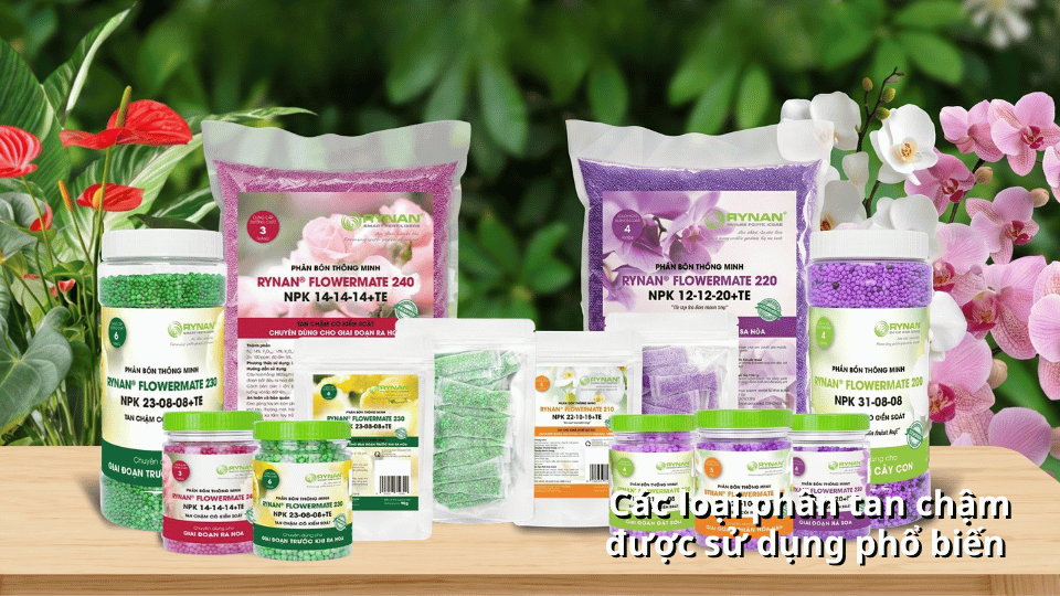 Các dòng phân tan chậm Rynan Flowermate với nhiều công thức NPK dành cho cây cảnh, bonsai và lan.