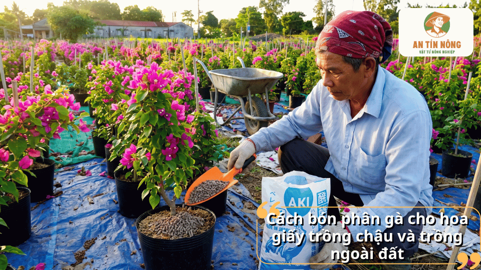 Cách bón phân gà cho hoa giấy trồng chậu và trồng ngoài đất.